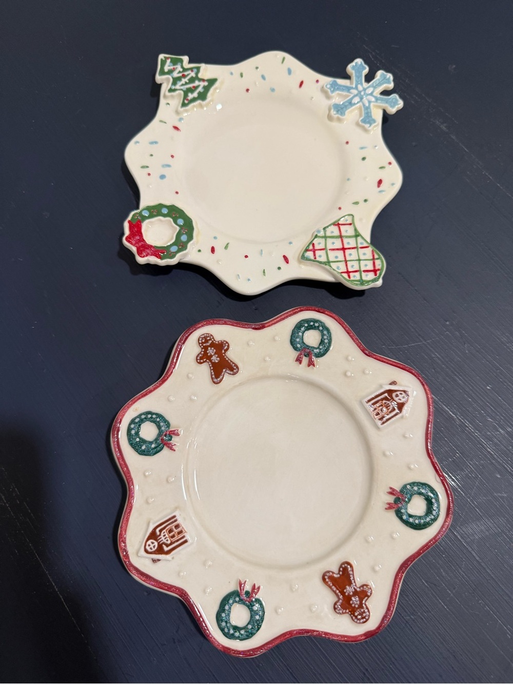 Vintage White Barn Candle Co Christmas Candle Plates Set of 2 Holiday